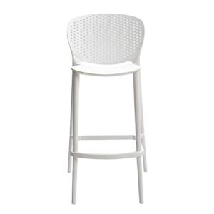 Amazon Basics High Back Indoor Molded Plastic Barstool with Footrest, Set of 2 - White