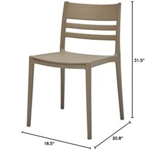 Amazon Basics Dark Beige, Armless Slot-Back Dining Chair-Set of 2, Premium Plastic (Pack of 1)