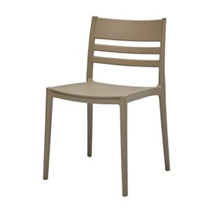 Amazon Basics Dark Beige, Armless Slot-Back Dining Chair-Set of 2, Premium Plastic (Pack of 1)