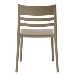 Amazon Basics Dark Beige, Armless Slot-Back Dining Chair-Set of 2, Premium Plastic (Pack of 1)