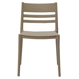Amazon Basics Dark Beige, Armless Slot-Back Dining Chair-Set of 2, Premium Plastic (Pack of 1)