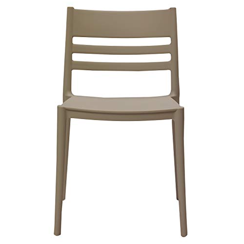 Amazon Basics Dark Beige, Armless Slot-Back Dining Chair-Set of 2, Premium Plastic (Pack of 1)