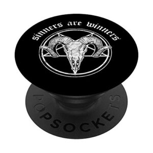 occult baphomet tarot card satanic devil sinners are winners popsockets popgrip: swappable grip for phones & tablets