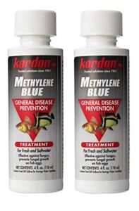 kordon 2 pack of methylene blue, 4 fluid ounces each, general disease prevention for fresh and saltwater fish, treats fungus and fungal growth on fish eggs