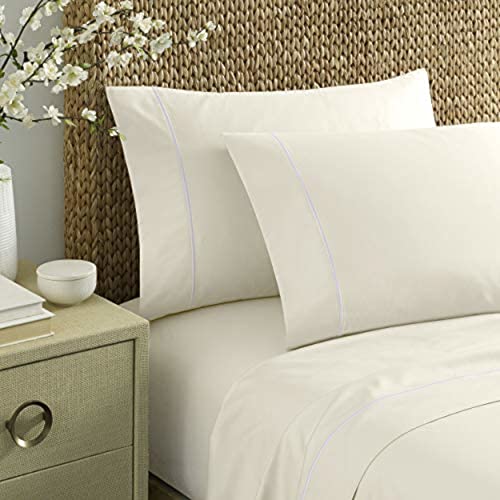 Nautica - Queen Sheets, Cotton Sateen Bedding, 400 Thread Count, Silky Smooth & Wrinkle Resistant (Regatta White, Queen)