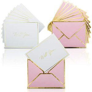 vp products bridesmaid proposal cards set of 8 – will you be my bridesmaid+maid of honor card–for bridesmaid proposal box bridesmaid gifts - gold and rose gold foil – size 4.25 x 5.5” (pink/gold)