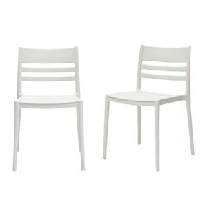 amazon basics white, armless slot-back dining chair-set of 2, premium plastic