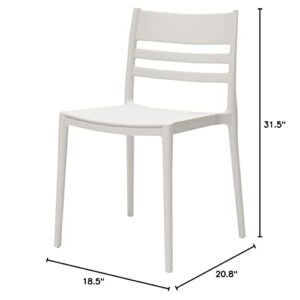 Amazon Basics White, Armless Slot-Back Dining Chair-Set of 2, Premium Plastic