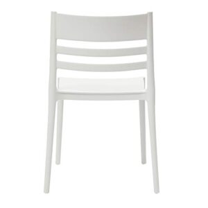 Amazon Basics White, Armless Slot-Back Dining Chair-Set of 2, Premium Plastic