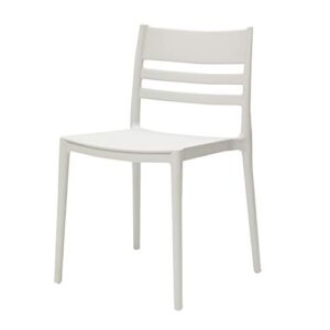 Amazon Basics White, Armless Slot-Back Dining Chair-Set of 2, Premium Plastic