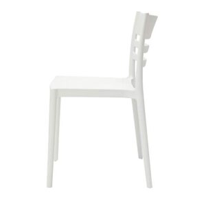 Amazon Basics White, Armless Slot-Back Dining Chair-Set of 2, Premium Plastic