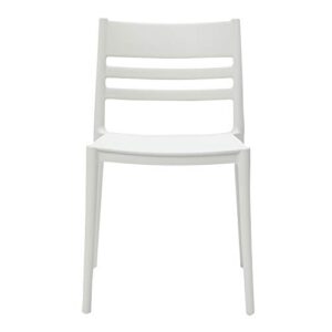 Amazon Basics White, Armless Slot-Back Dining Chair-Set of 2, Premium Plastic