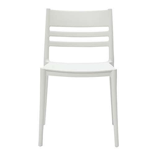 Amazon Basics White, Armless Slot-Back Dining Chair-Set of 2, Premium Plastic