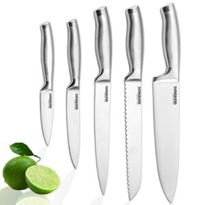 Svensbjerg Modern-Silver Chef Kitchen Knife Set without Block, Chef Knife Set for Cooking, Knife Set for Kitchen, Stainless Steel, Sharp, German Brand | SB-KS101