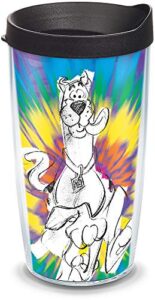 tervis 1336992 warner brothers - scooby-doo insulated tumbler with wrap and black lid, 16oz, clear