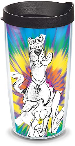 Tervis 1336992 Warner Brothers - Scooby-Doo Insulated Tumbler with Wrap and Black Lid, 16oz, Clear