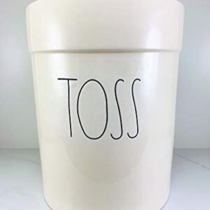 Rae Dunn by Magenta “TOSS” Bathroom Wastebasket Trash Can - White Inside