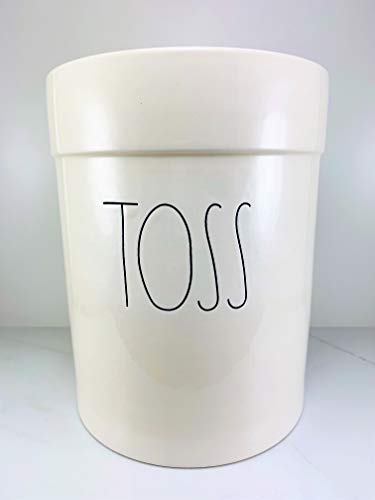 Rae Dunn by Magenta “TOSS” Bathroom Wastebasket Trash Can - White Inside