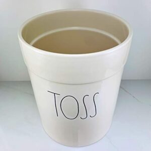 Rae Dunn by Magenta “TOSS” Bathroom Wastebasket Trash Can - White Inside