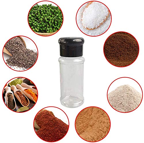 25 Pcs Empty Plastic Spice Bottles Set for Storing Barbecue Seasoning Salt Pepper and More 90 ml/3 oz Black