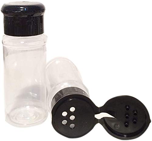 25 Pcs Empty Plastic Spice Bottles Set for Storing Barbecue Seasoning Salt Pepper and More 90 ml/3 oz Black