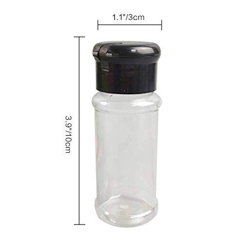 25 Pcs Empty Plastic Spice Bottles Set for Storing Barbecue Seasoning Salt Pepper and More 90 ml/3 oz Black