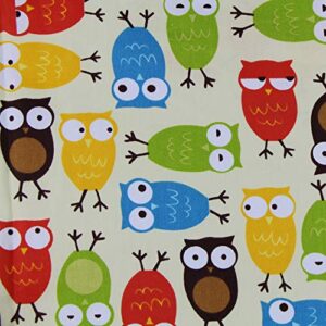 aufodara fabric cotton colths fabric stylish pattern sewing craft home decor, 1.09 x 1.64 yd pure cotton precut textile tissue for quilting diy pillows bags handwork (colorful - owl)