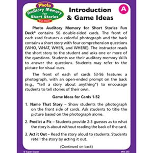 Super Duper Publications | Photo Auditory Memory for Short Stories Fun Deck Flash Cards | Educational Learning Resource for Children