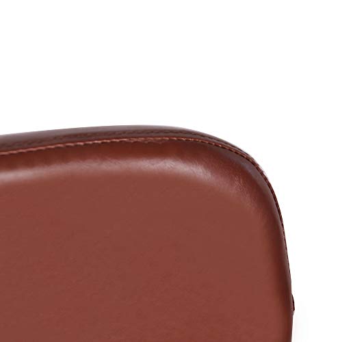 GIA Adjustable Swivel Chair with Armrests and Brown Vegan Leather Seat