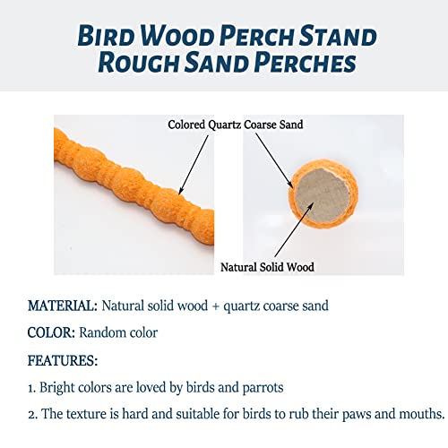 Litewoo Bird Perch Paw Beak Grinding Stick Grit Stand for Parrot Budgies Parakeet Cockatiels Conure Finch Random Color（9.84inch/25cm）