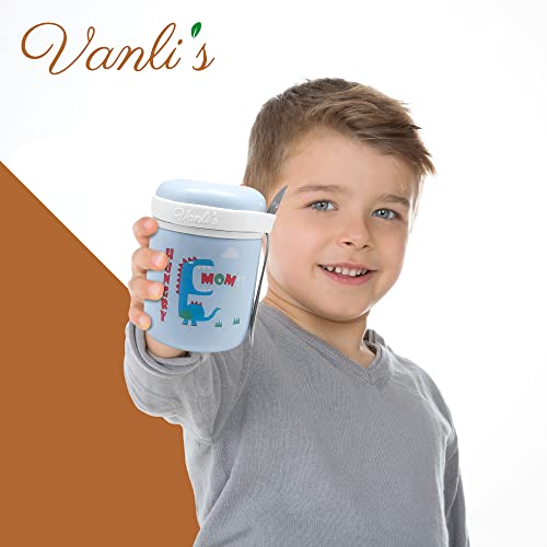 Vanli's Thermos Food Jar - Insulated Food Jar Container w/ Lid for Kids, Stainless Steel, Double-Walled, Wide Mouth Soup Thermos for Hot Drinks, Lunch Containers for Hot Food & Cold Food - 10 oz, Blue