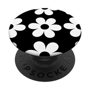 trendy flower pattern floral black and white gift popsockets popgrip: swappable grip for phones & tablets