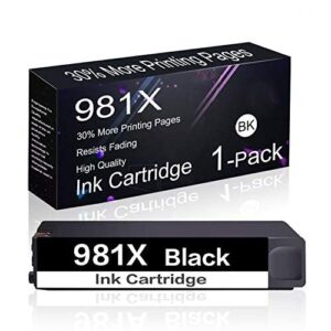 1 pack 981x black remanufactured ink cartridge replacement for hp pagewide enterprise color 556dn ,556 printer series ,flow mfp 586dn ,flow mfp 586f ,flow mfp 586 series printers.