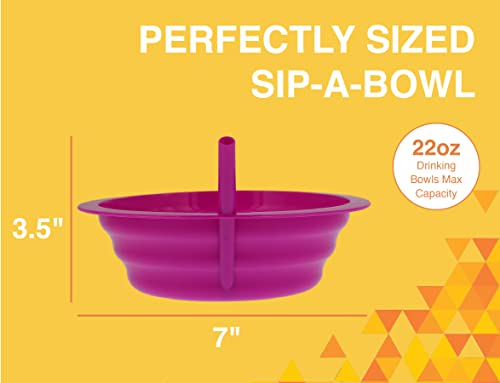 Arrow Home Products Sip-A-Bowl Set, 22oz, 6pk - BPA Free Straw Bowls for Kids To Sip Up Every Drop Without the Mess -Made in the USA, Great for Cereal, Ice Cream, Soup, Milk-Blue, Pink, Green, Orange