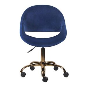 gia mid-back swivel adjustable small vanity chair with velvet upholstery, blue