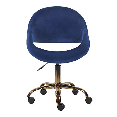 GIA Mid-Back Swivel Adjustable Small Vanity Chair with Velvet Upholstery, Blue