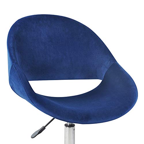 GIA Mid-Back Swivel Adjustable Small Vanity Chair with Velvet Upholstery, Blue