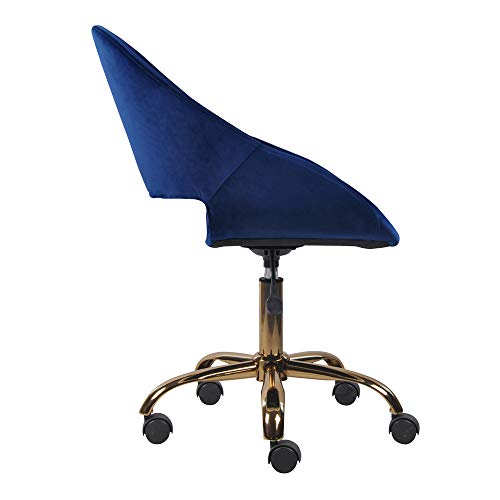 GIA Mid-Back Swivel Adjustable Small Vanity Chair with Velvet Upholstery, Blue