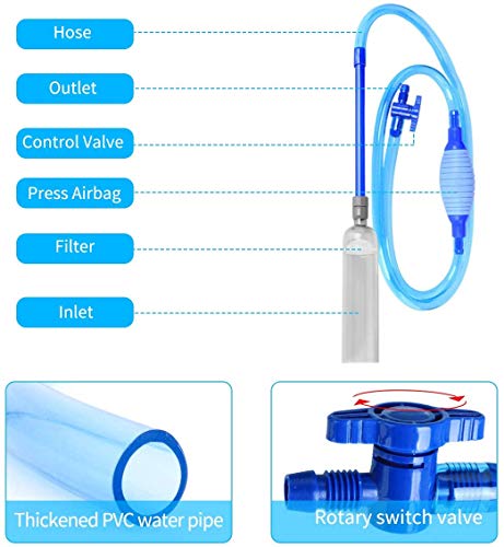 Number-One Fish Tank Cleaner, Aquarium Water Changer Gravel Filter Aquarium Siphon Vacuum Pump Water Changing Sand Washing Adjustable Water Flow with Inbuilt Strainer Outlet Valve Pumping Airbag