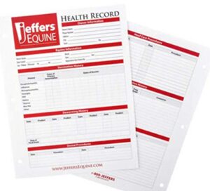 jeffersequine horse health records horse health chart - 3 pack