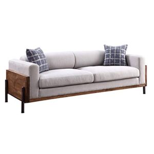 acme furniture upholstered sofas, beige and walnut