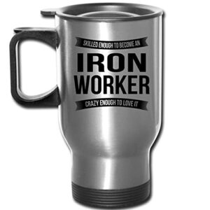 shirt luv iron worker travel mug gifts - funny appreciation thank you for men women new job 14 oz mug silver