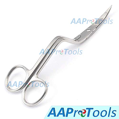 AAProTools 6 inch Stainless Steel Applique Duckbill Scissors Blade with Offset Handle & 6 inch Machine Embroidery Double Curved Scissors Bundle