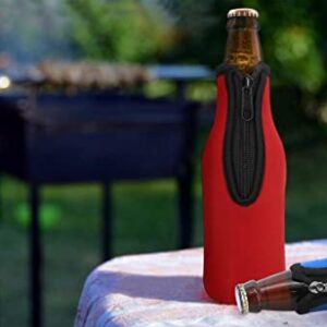 4 Pcs Beer Bottle Insulator Sleeve Different Color. Zip-up Bottle Jackets. Keeps Beer Cold and Hands Warm. Classic Extra Thick Neoprene with Stitched Fabric Edges, Enclosed Bottom, Perfect Fit