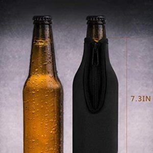 4 Pcs Beer Bottle Insulator Sleeve Different Color. Zip-up Bottle Jackets. Keeps Beer Cold and Hands Warm. Classic Extra Thick Neoprene with Stitched Fabric Edges, Enclosed Bottom, Perfect Fit
