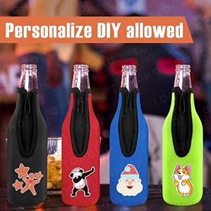 4 Pcs Beer Bottle Insulator Sleeve Different Color. Zip-up Bottle Jackets. Keeps Beer Cold and Hands Warm. Classic Extra Thick Neoprene with Stitched Fabric Edges, Enclosed Bottom, Perfect Fit