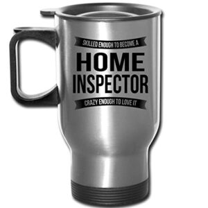 shirt luv home inspector travel mug gifts - funny appreciation thank you for men women new job 14 oz mug silver