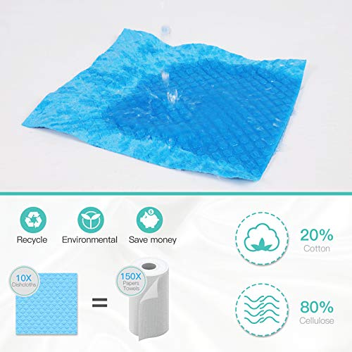 Jekayla Swedish Dishcloth Cellulose Sponge Cloths，Eco-Friendly Reusable Cleaning Cloths for Kitchen, 12 Pack of Absorbent Dish Washing Paper Towel (Multi)