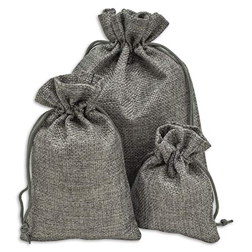 48-Pack 4x6 Natural Linen Burlap Bags w. Drawstring (Grey, Small) for Party Favors, Gifts, Christmas Presents or DIY Craft by TheDisplayGuys