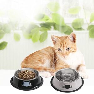 Cat Bowls for Food and Water,2PCS Rapsrk Non-Slip Stainless Steel Small Cat Food Bowls 8 Oz Pet Bowl with Removable Rubber Base Cat Dog Bowl,Stackable Cat Puppy Dishes Cat Bowls with Cute Cat Painted